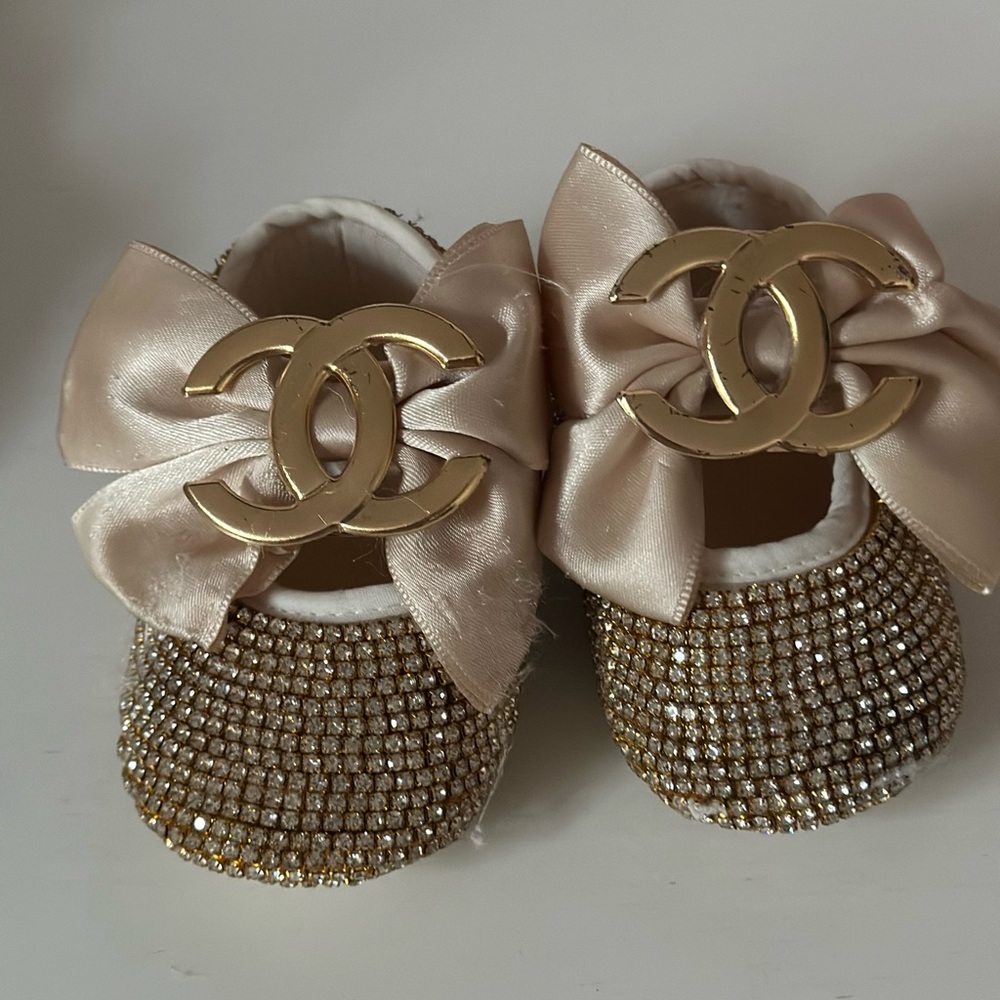 Chic Baby Shoes with Gold Accents